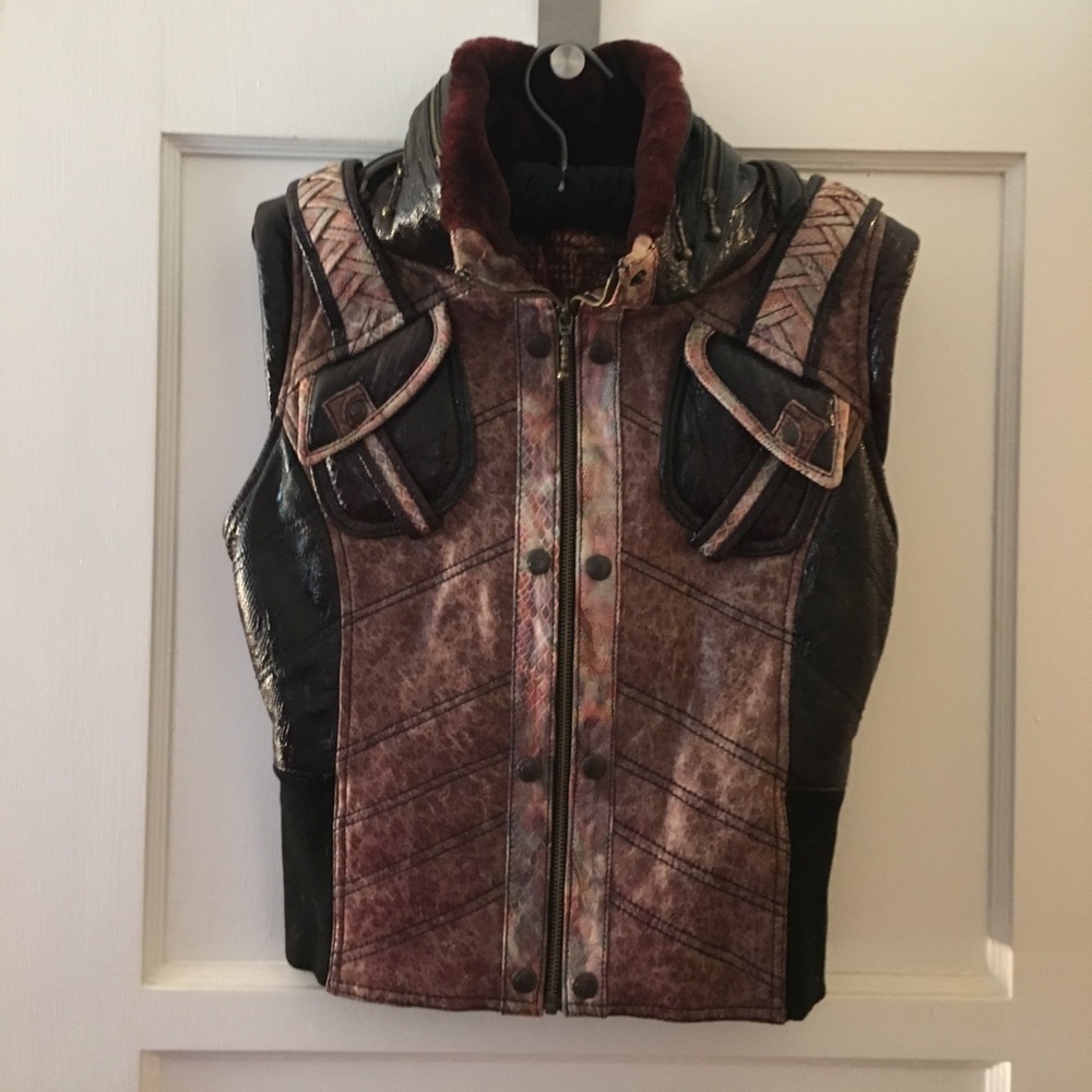 Ayyawear leather hooded jacket vest